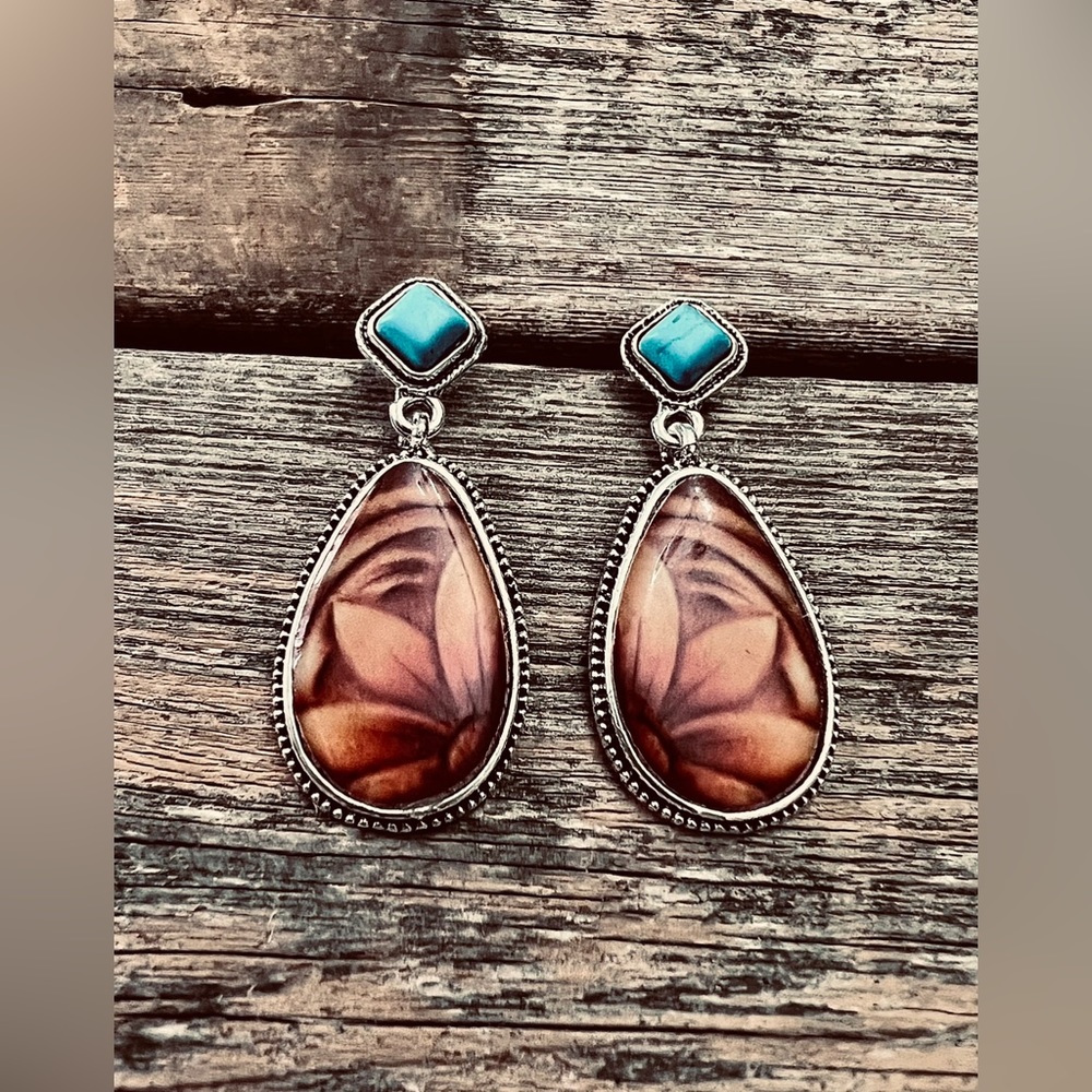 Western leather print earrings